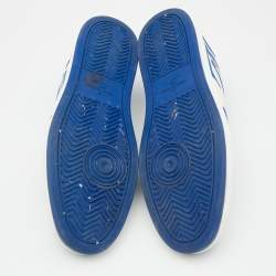 Louis Vuitton White/Blue Leather Rivoli Lace Up Sneakers Size 44