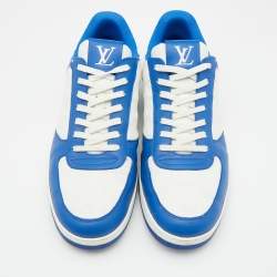 Louis Vuitton White/Blue Leather Rivoli Lace Up Sneakers Size 44