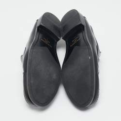 Louis Vuitton Black Leather and Monogram Eclipse Canvas Major Loafers Size 43.5