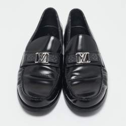 Louis Vuitton Black Leather and Monogram Eclipse Canvas Major Loafers Size 43.5