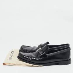 Louis Vuitton Black Leather and Monogram Eclipse Canvas Major Loafers Size 43.5