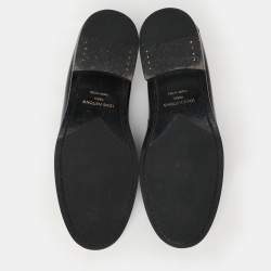 Pre Owned Louis Vuitton Black Leather and Monogram Eclipse Major Loafer Size 42