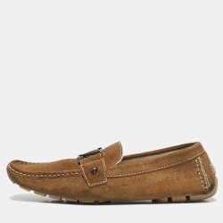 Louis Vuitton Brown Suede Monte Carlo Slip On Loafers Size 42.5