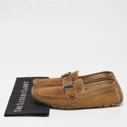 Louis Vuitton Brown Suede Monte Carlo Slip On Loafers Size 42.5