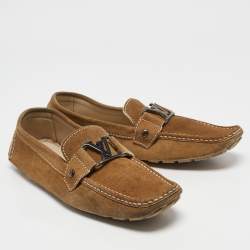 Louis Vuitton Brown Suede Monte Carlo Slip On Loafers Size 42.5