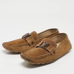 Louis Vuitton Brown Suede Monte Carlo Slip On Loafers Size 42.5