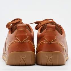 Louis Vuitton Tan Leather Low Top Leisure Sneakers Size 41.5