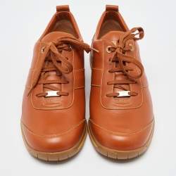 Louis Vuitton Tan Leather Low Top Leisure Sneakers Size 41.5