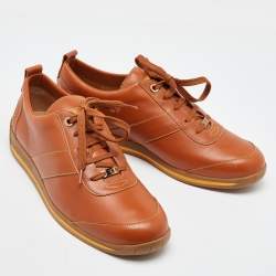 Louis Vuitton Tan Leather Low Top Leisure Sneakers Size 41.5