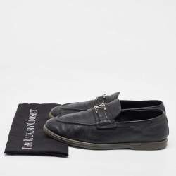 Louis Vuitton Black Leather Estate Slip On Loafers Size 42