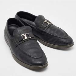 Louis Vuitton Black Leather Estate Slip On Loafers Size 42