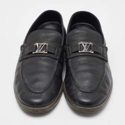 Louis Vuitton Black Leather Estate Slip On Loafers Size 42