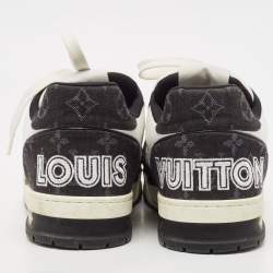 مملوكة مسبقًا Louis Vuitton Black/White Leather and Monogram Denim LV Trainer Sneakers Size 40
