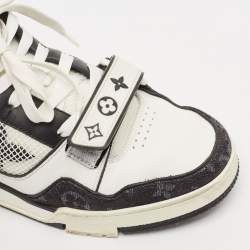 مملوكة مسبقًا Louis Vuitton Black/White Leather and Monogram Denim LV Trainer Sneakers Size 40