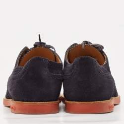 Louis Vuitton Navy Blue Suede Brogue Lace-Up Oxfords Size 41.5 