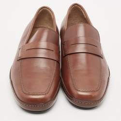 Louis Vuitton Brown Leather Penny Slip On Loafers Size 40.5