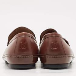 Louis Vuitton Brown Leather Penny Slip On Loafers Size 40.5