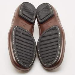 Louis Vuitton Brown Leather Penny Slip On Loafers Size 40.5