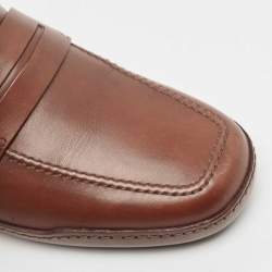 Louis Vuitton Brown Leather Penny Slip On Loafers Size 40.5