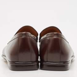 Louis Vuitton Dark Brown Leather Square Toe Loafers Size 40.5