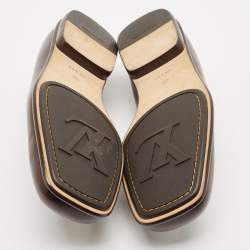 Louis Vuitton Dark Brown Leather Square Toe Loafers Size 40.5