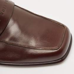 Louis Vuitton Dark Brown Leather Square Toe Loafers Size 40.5