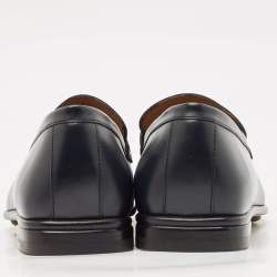 Louis Vuitton Navy Blue Leather Square Toe Loafers Size 40.5