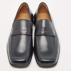 Louis Vuitton Navy Blue Leather Square Toe Loafers Size 40.5