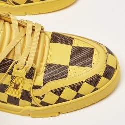 Louis Vuitton Yellow Damier Pop Leather LV Trainer Sneakers Size 44.5