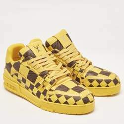 Louis Vuitton Yellow Damier Pop Leather LV Trainer Sneakers Size 44.5