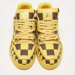 Louis Vuitton Yellow Damier Pop Leather LV Trainer Sneakers Size 44.5