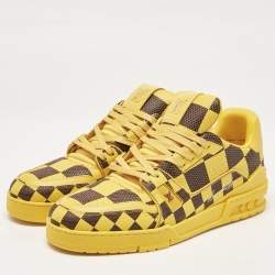 Louis Vuitton Yellow Damier Pop Leather LV Trainer Sneakers Size 44.5