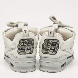 Pre Owned Louis Vuitton Grey Leather LV Skate Sneakers Size 43