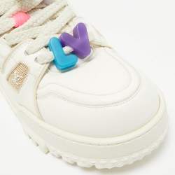 Pre Owned Louis Vuitton White Leather LV Trainer Maxi Sneakers Size 44