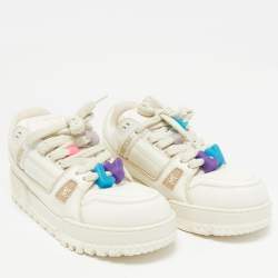 Pre Owned Louis Vuitton White Leather LV Trainer Maxi Sneakers Size 44