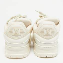 Pre Owned Louis Vuitton White Leather LV Trainer Maxi Sneakers Size 44