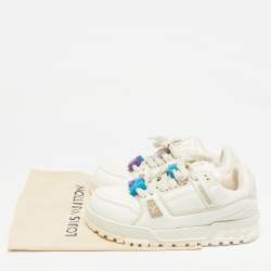 Pre Owned Louis Vuitton White Leather LV Trainer Maxi Sneakers Size 44