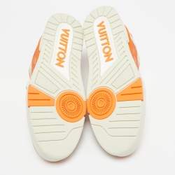 Louis Vuitton Orange/White Damier Leather LV Trainer Sneakers Size 44