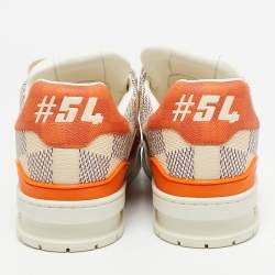 Louis Vuitton Orange/White Damier Leather LV Trainer Sneakers Size 44
