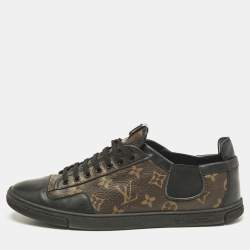 Louis Vuitton Black Leather and Monogram Canvas Slalom Sneakers Size 43