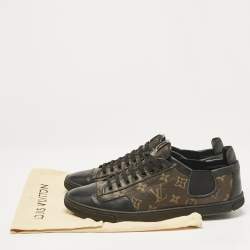 Louis Vuitton Black Leather and Monogram Canvas Slalom Sneakers Size 43