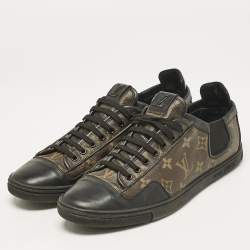 Louis Vuitton Black Leather and Monogram Canvas Slalom Sneakers Size 43