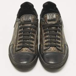 Louis Vuitton Black Leather and Monogram Canvas Slalom Sneakers Size 43