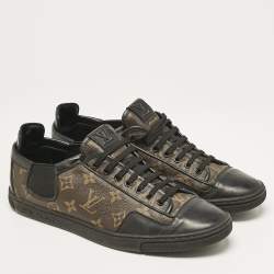 Louis Vuitton Black Leather and Monogram Canvas Slalom Sneakers Size 43