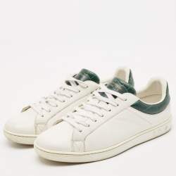 Louis Vuitton White/Green Crocodile Leather and Leather Luxembourg Lace Up Sneakers Size 41.5