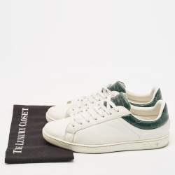 Louis Vuitton White/Green Crocodile Leather and Leather Luxembourg Lace Up Sneakers Size 41.5