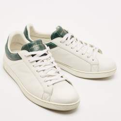 Louis Vuitton White/Green Crocodile Leather and Leather Luxembourg Lace Up Sneakers Size 41.5