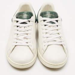 Louis Vuitton White/Green Crocodile Leather and Leather Luxembourg Lace Up Sneakers Size 41.5