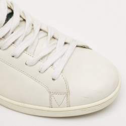 Louis Vuitton White/Green Crocodile Leather and Leather Luxembourg Lace Up Sneakers Size 41.5