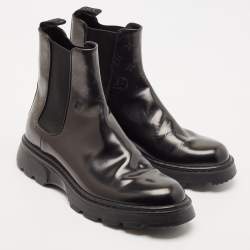 Pre Owned Louis Vuitton Black Monogram Leather  Chelsea Boots Size 43